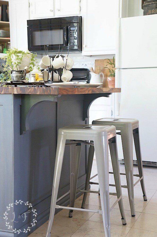 Farmhouse Kitchen Island Makeover with Breakfast Bar