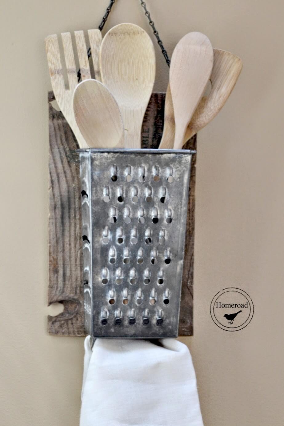 Unique Kitchen Organizer from Vintage Cheese Grater