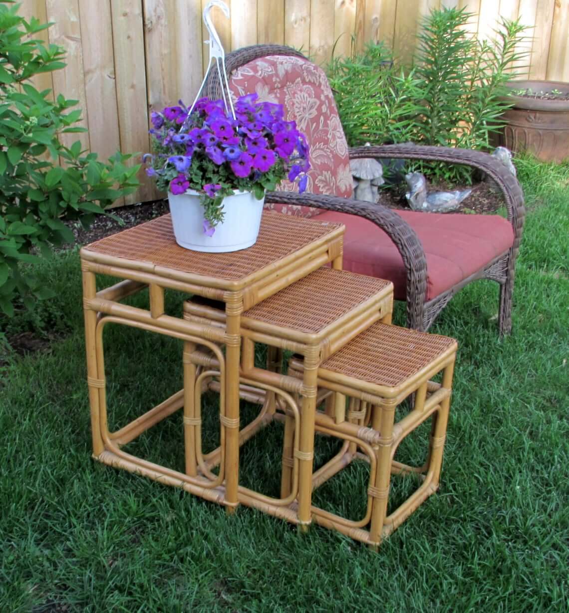 3-Piece Rattan Outdoor Nesting Tables