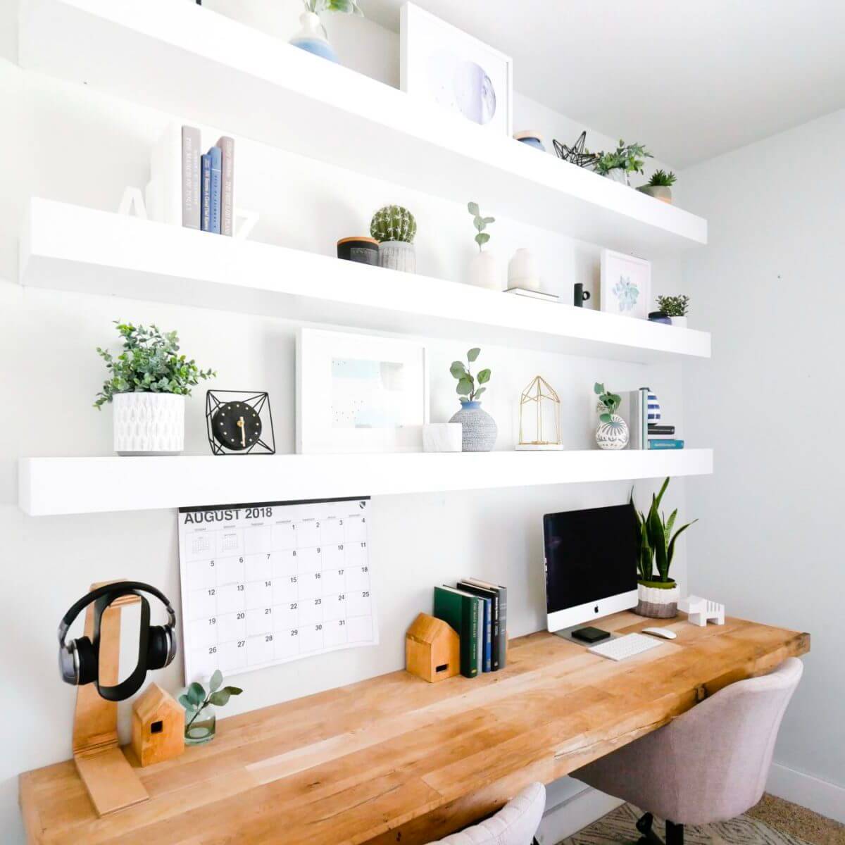 Ultra-Hip and Modern Floating Wooden Slab Work Desk Hub