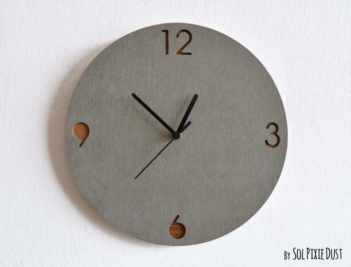 Wood and Concrete Circular Wall Clock