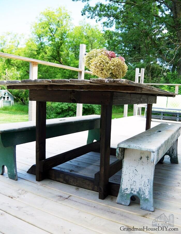 Barn Door Repurposed into Outdoor Table