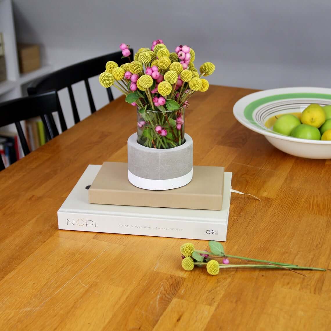 Glass Tumbler with Handmade Concrete Vase