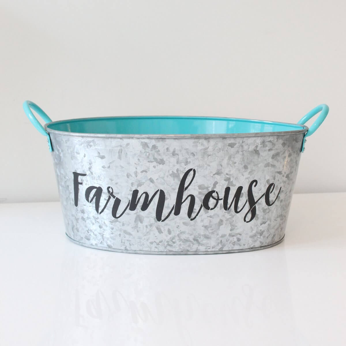 Great Galvanized Metal Bin with Handles Farmhouse Stencil DIY