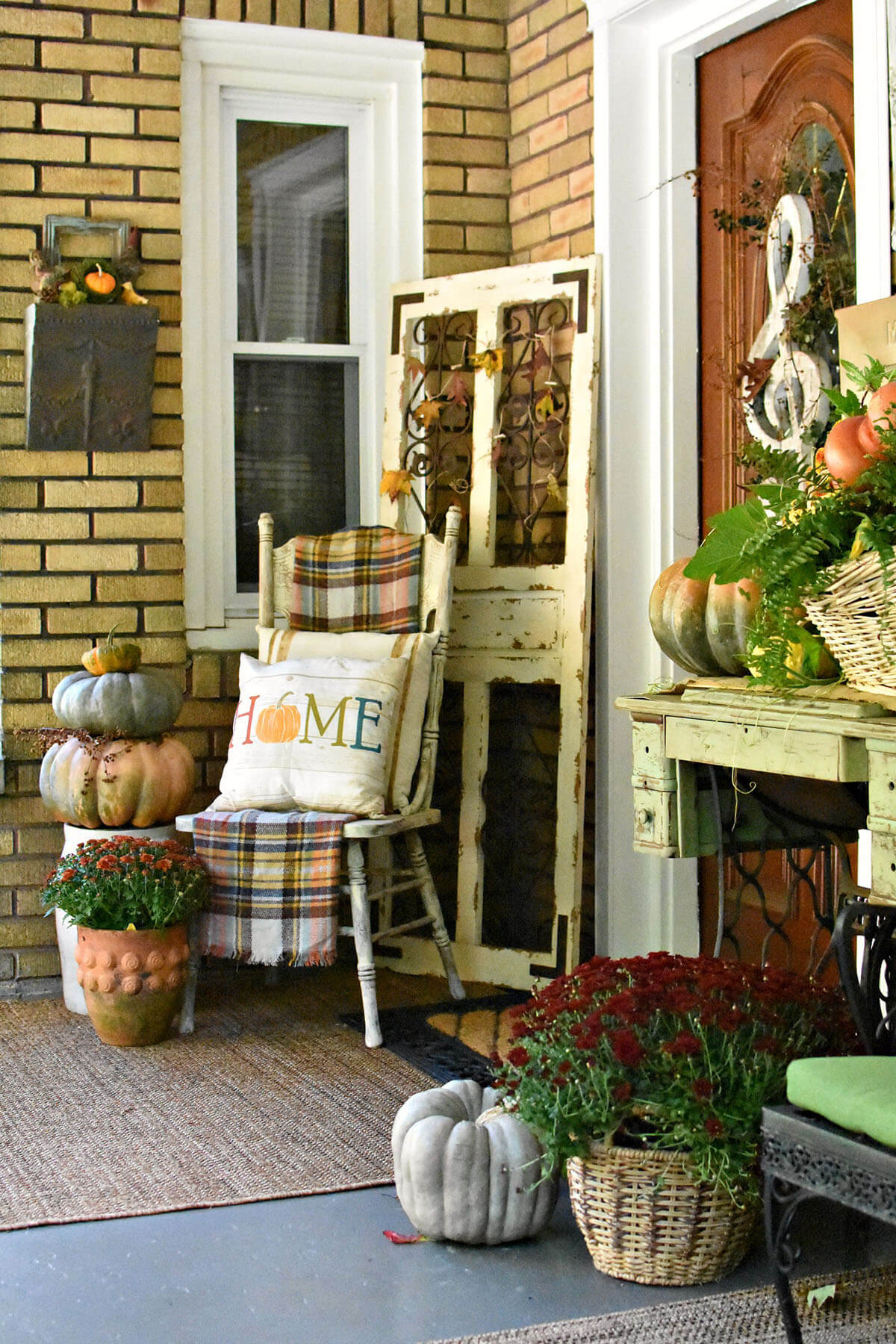 Old Door Turned Front Porch Decor