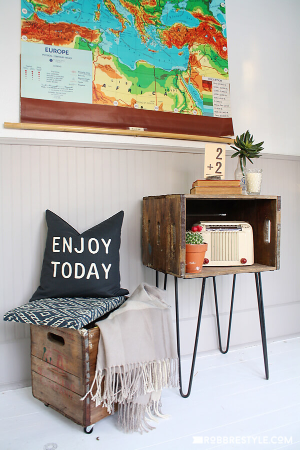 Side Table and Upholstered Stool Boxes