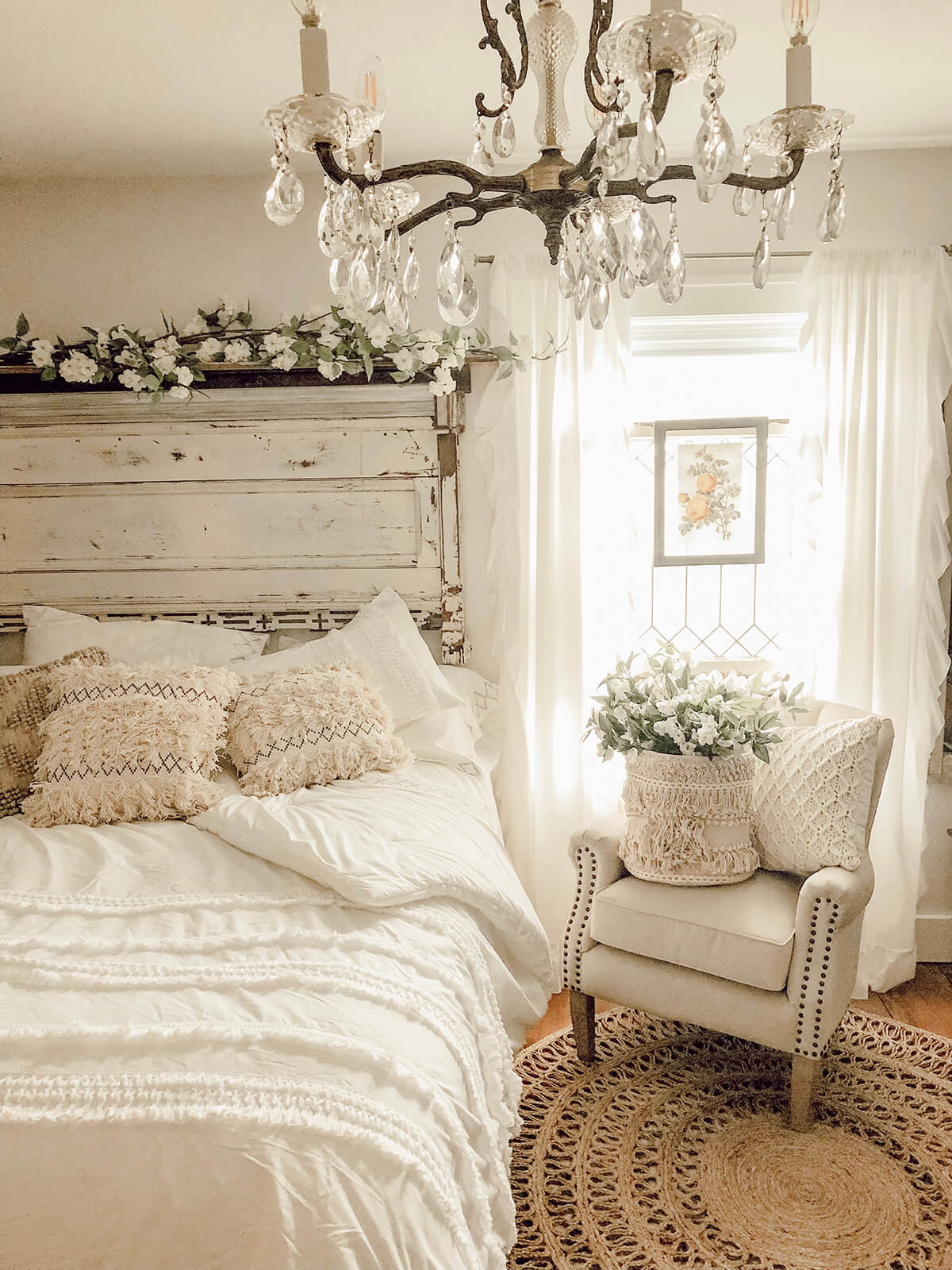 Flowers, Textures, and Sparkle Equal Gorgeous Bedroom