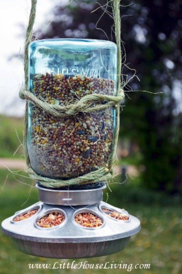 Mason Jar Bird Feeder for Feathered Friends