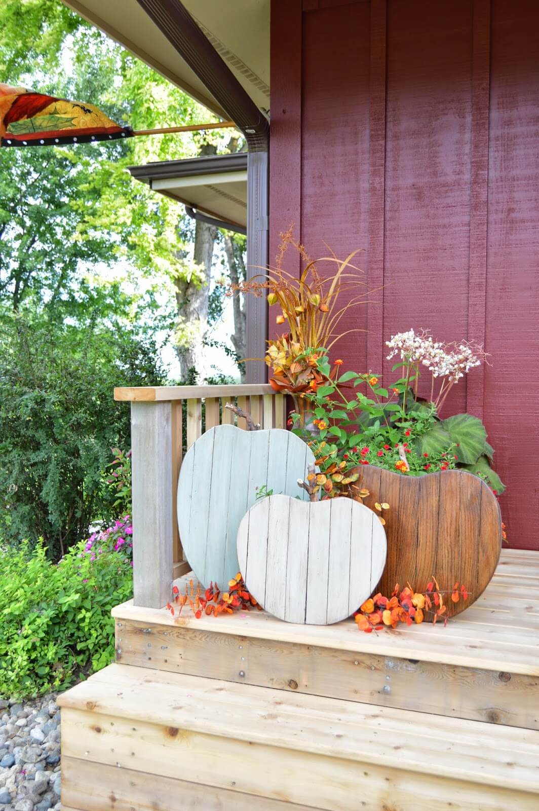 Wooden Pumpkin Shaped Planters Perfect for Fall