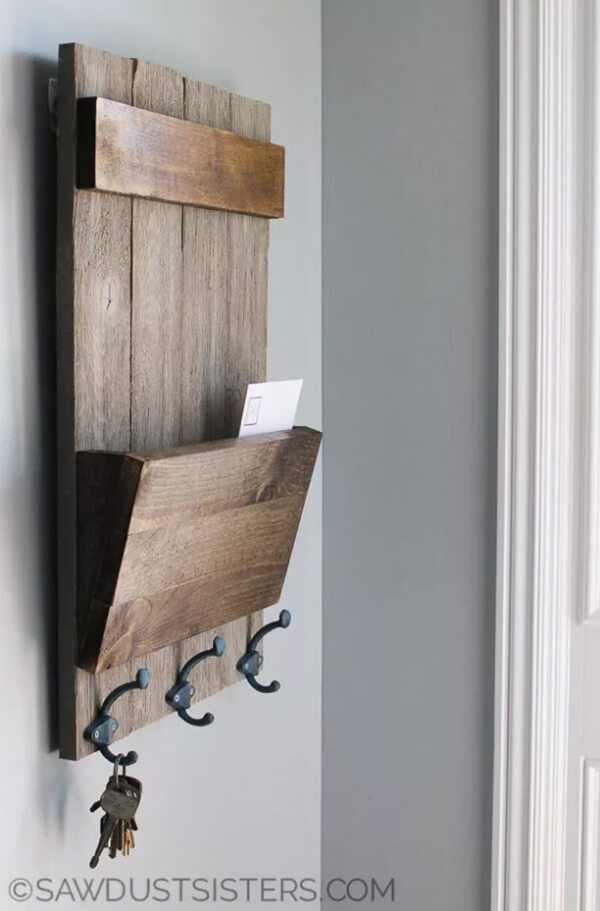 Rustic Wooden Key Wall Holder