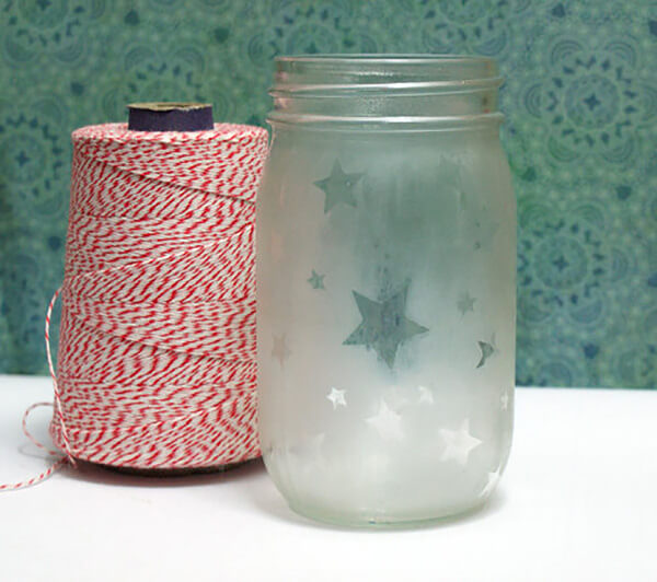 DIY Frosted Stencil Jar Art