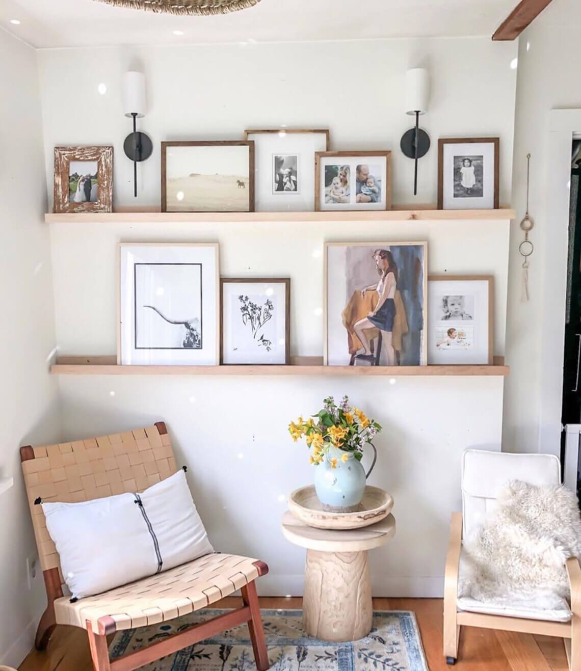 Natural Wood Floating Picture Ledge Shelf