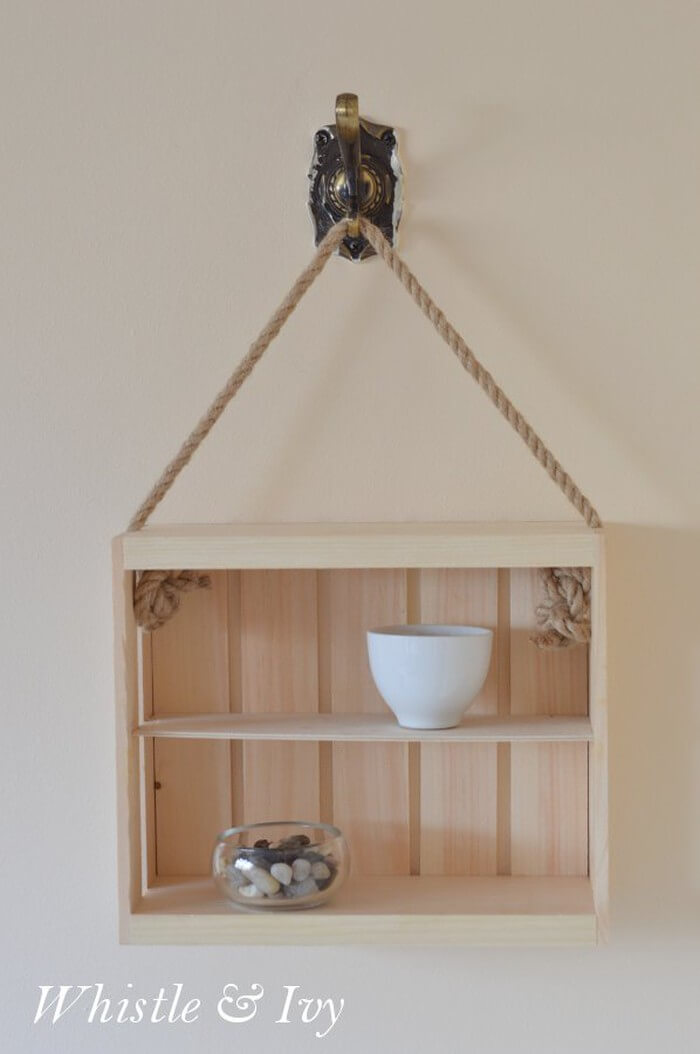 Hanging Rope and Crate Shelf