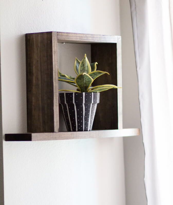 3D Floating Wooden Box Shelf