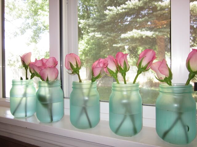 Frosted Mason Jar Vase Lineup