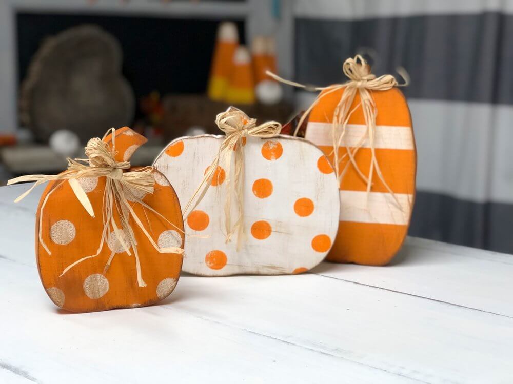 Hand-Painted DIY Wooden Cutout Pumpkins