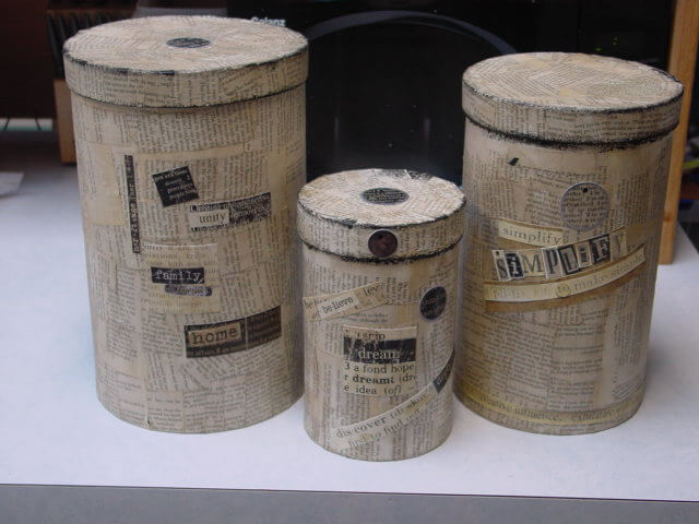 Paper Mache Book Page Canister Covers