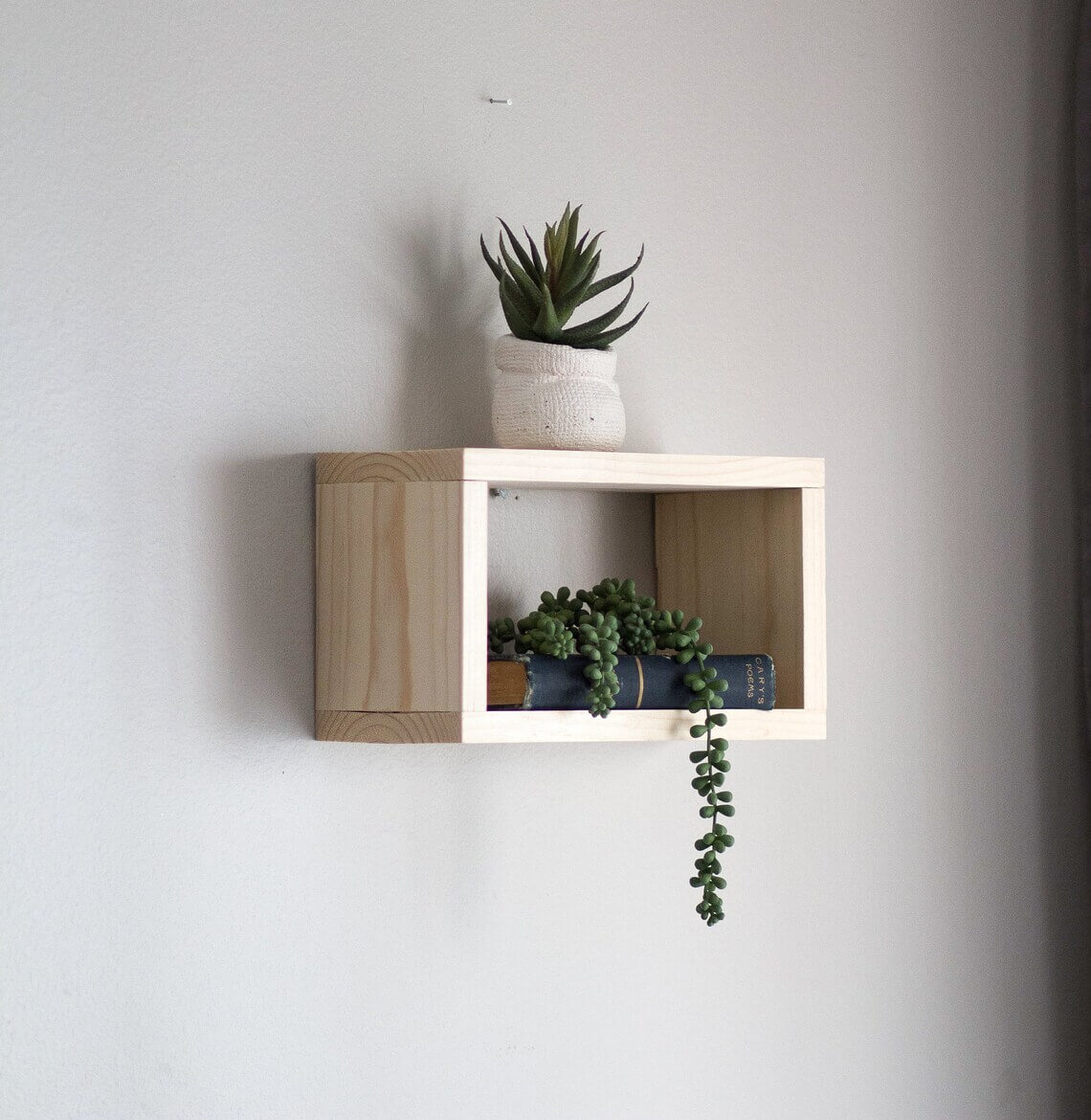 Squared and Simple Natural Wood Floating Box