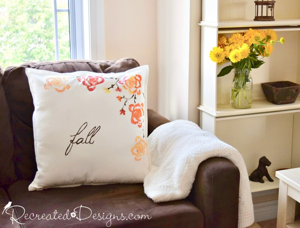 Fall Celery Stencil Flower Pillows