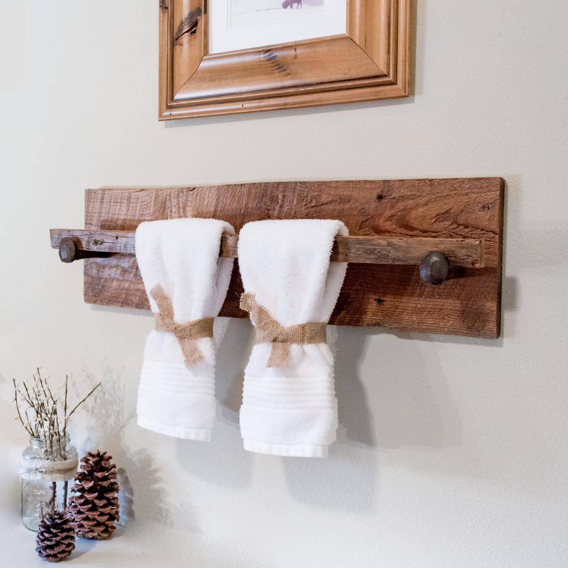 Rustic Wooden Towel Rack