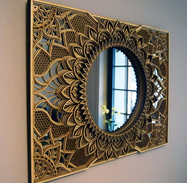 Art Deco Wood Frame Mirror