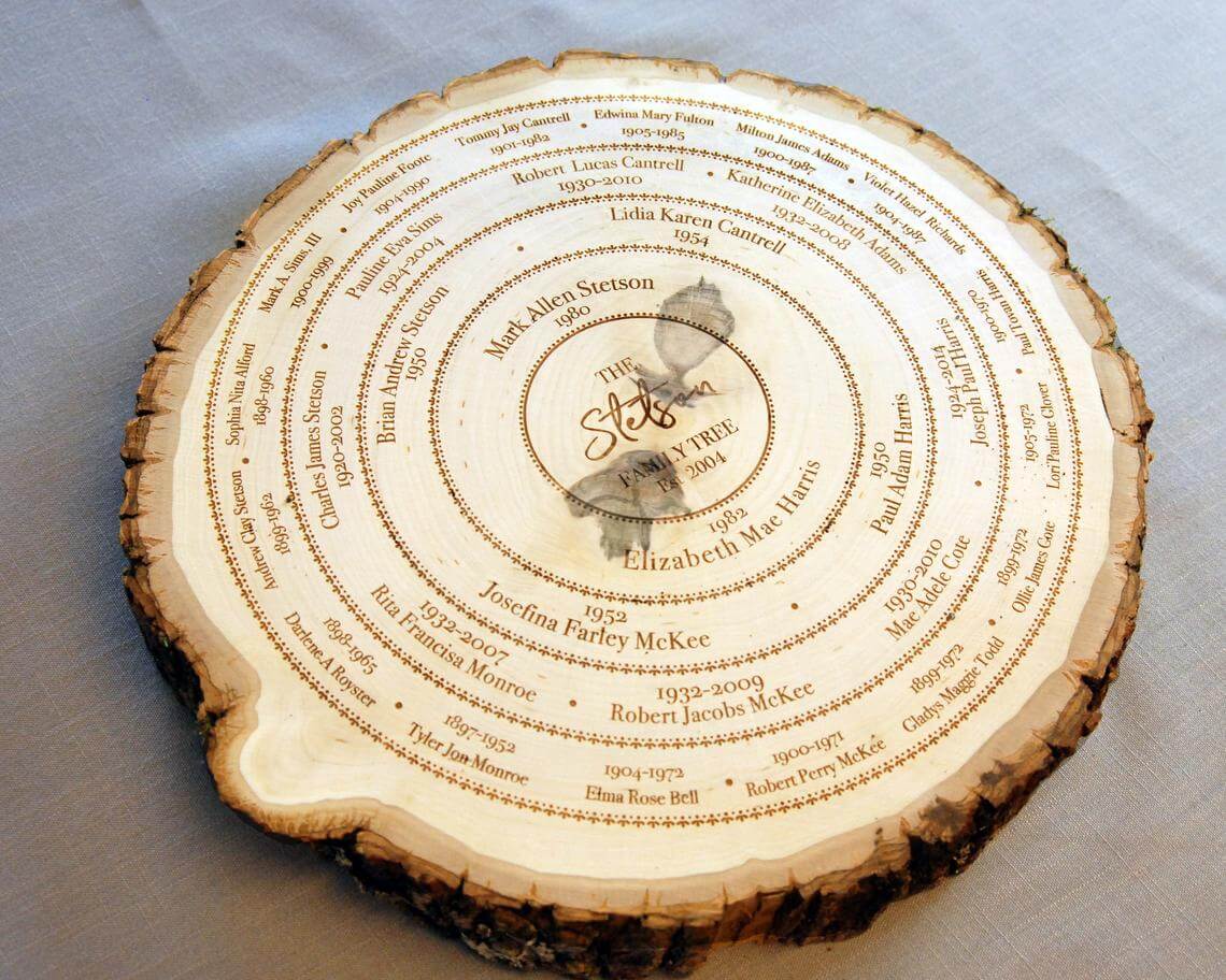 Log Slice Tree Ring Family Record