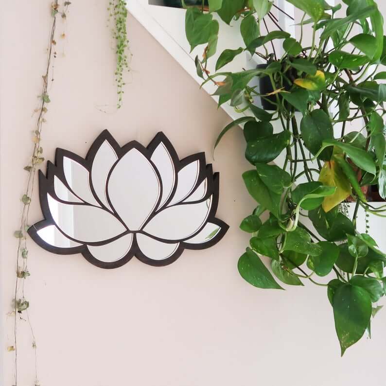 Gorgeous Wooden Lotus Wall Mirror