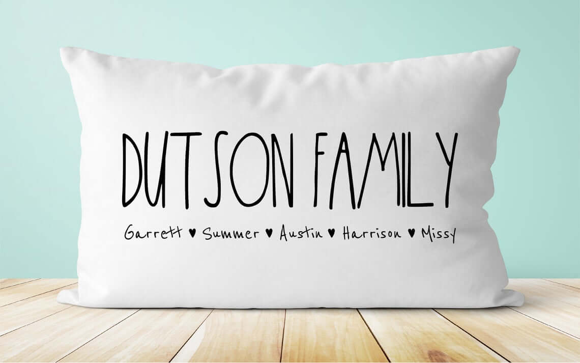 Pillow with Printed Family Roster