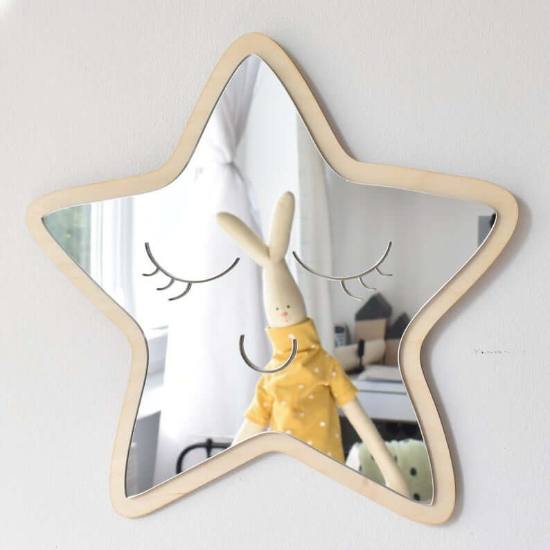 Shatterproof Wooden Star Shaped Mirror