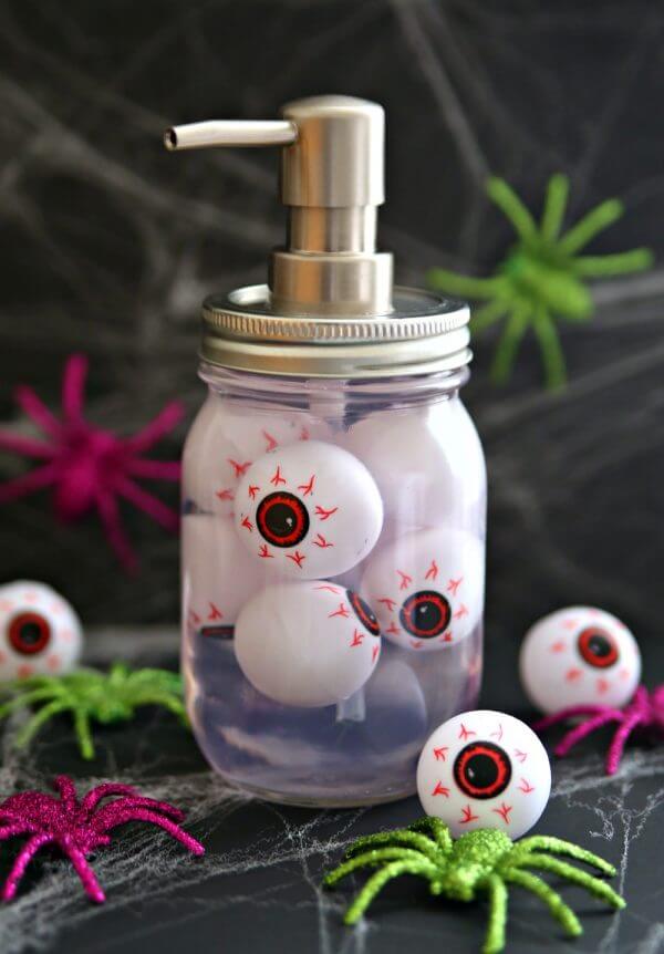 Ghostly Red Eye Soap Dispenser Mason Jar