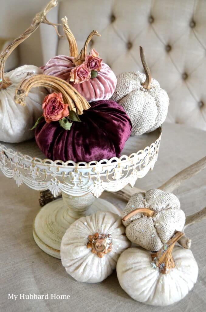 Velvet and Textured Pumpkin Patch DIY Fall Centerpiece