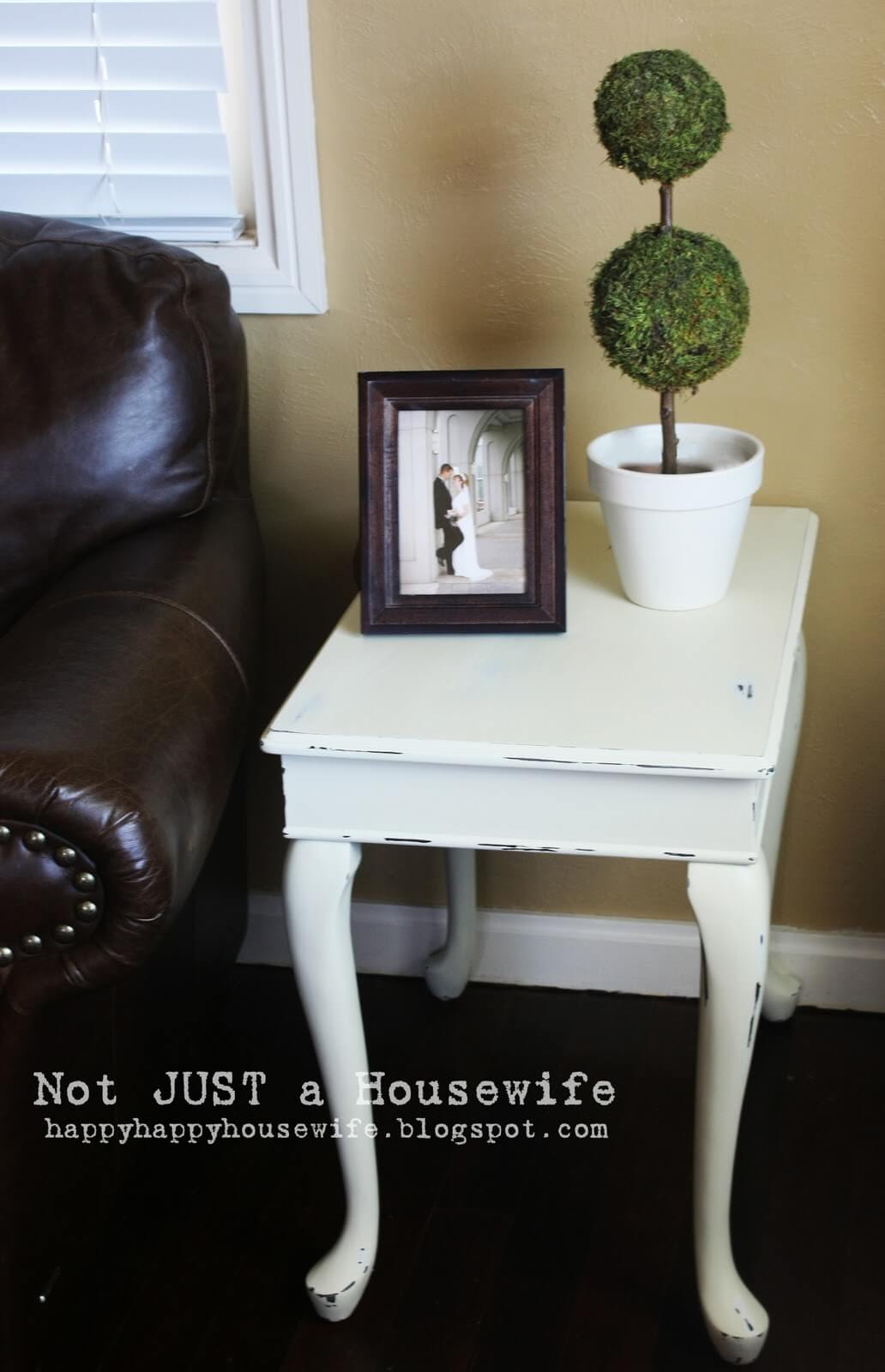 Cream Colored Weathered Side Table