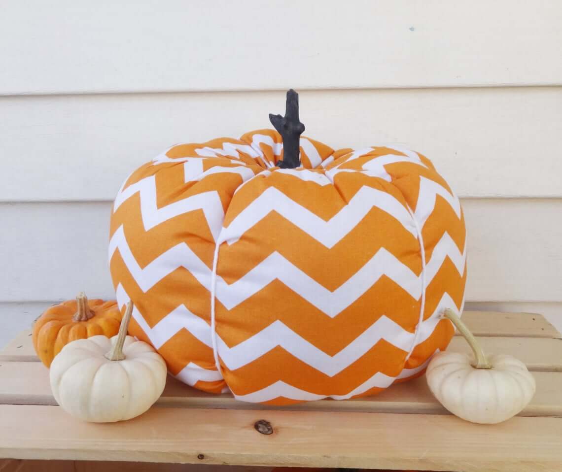 Orange and White Chevron Pumpkin