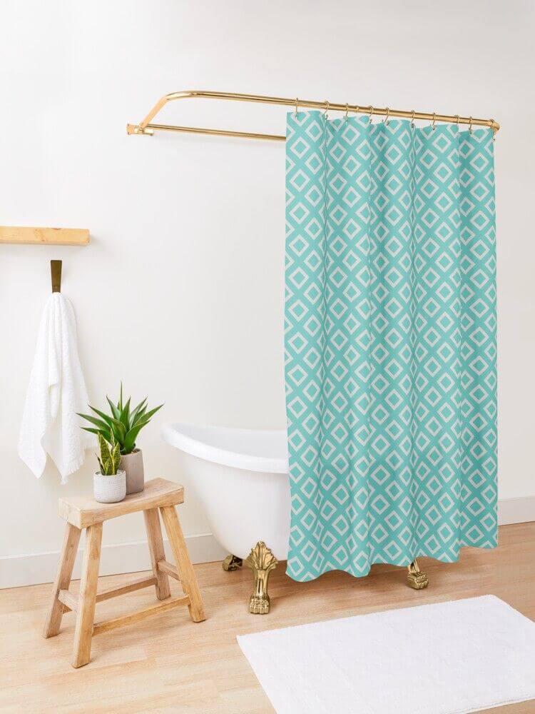 Dark and Light Mint Diamond Shower Curtain