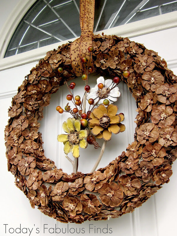 Autumn Inspired Brown Flower Wreath