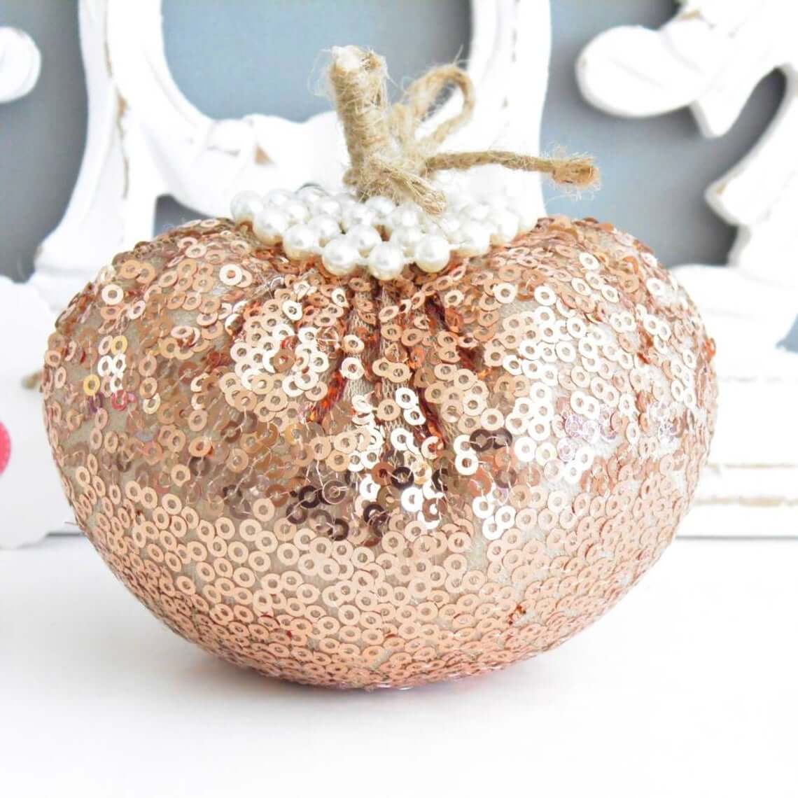 Glitzy and Glam Sparkly Orange Pumpkin