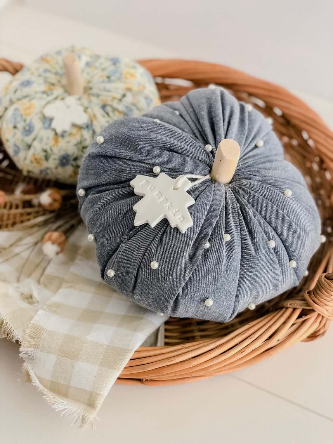 Spectacular Stem Stopper Fabric Pumpkin