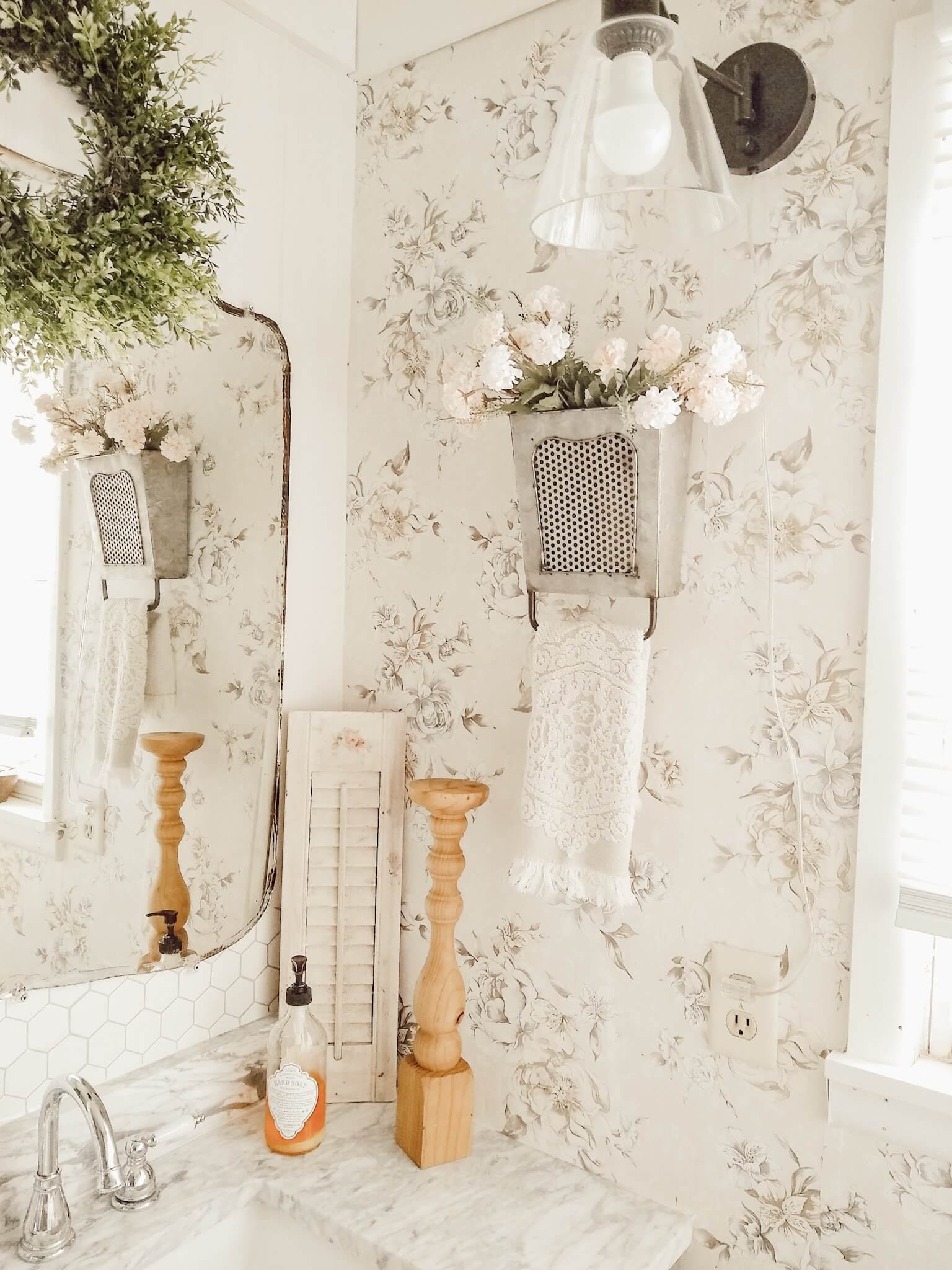 Farmhouse Theme Flower Vase and Towel Rack