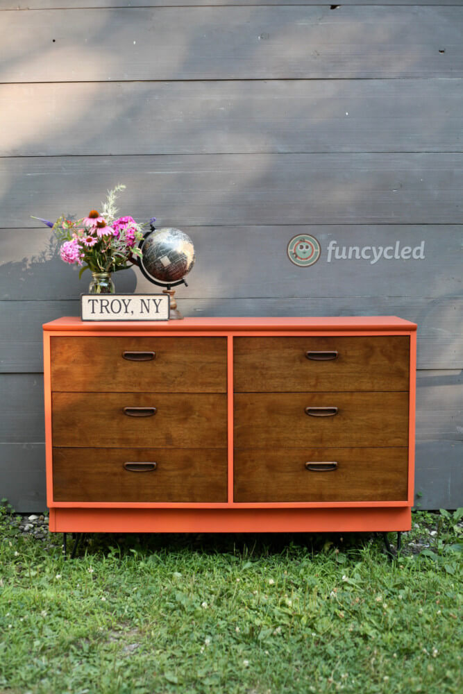 Mid Century Burnt Orange Home Decor Dresser