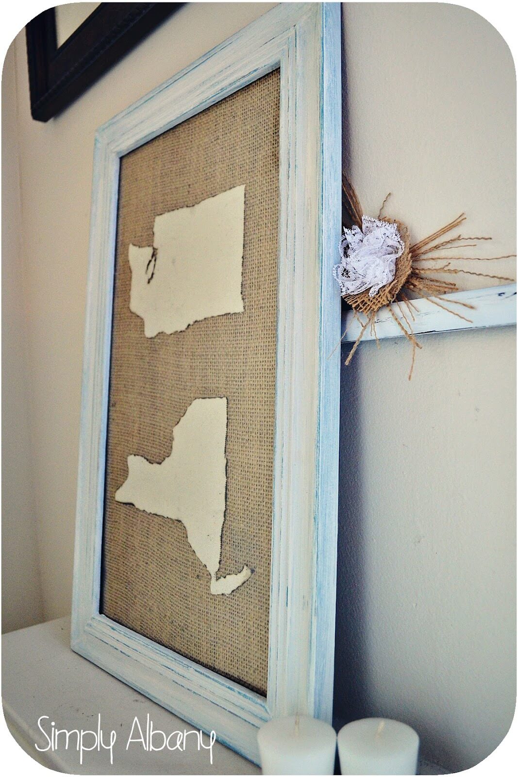 Burlap Fabric Hanging Map Art