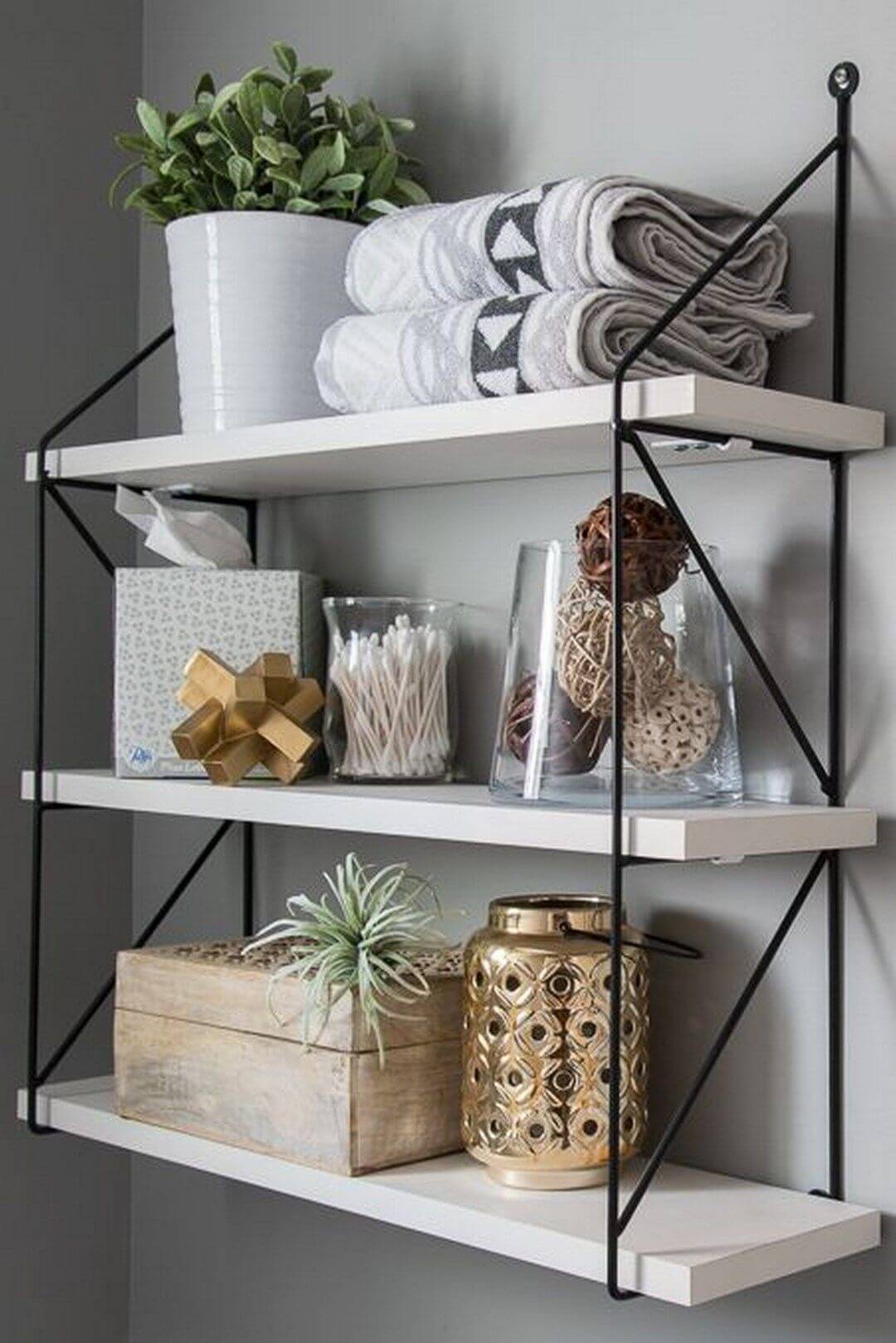 Mounted Shelves with Wood Panels and Wire