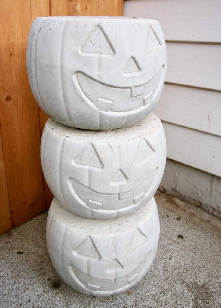 Stacked White Jack O'Lantern Display