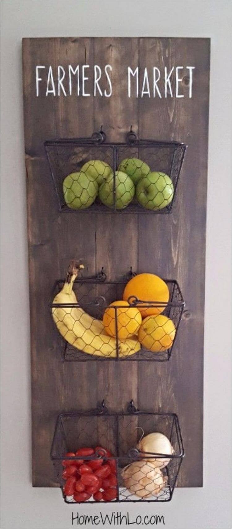 Wooden Board Fruit Basket Holder