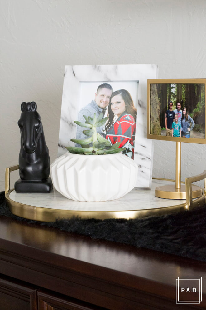 Gold and Marble Nightstand Tray