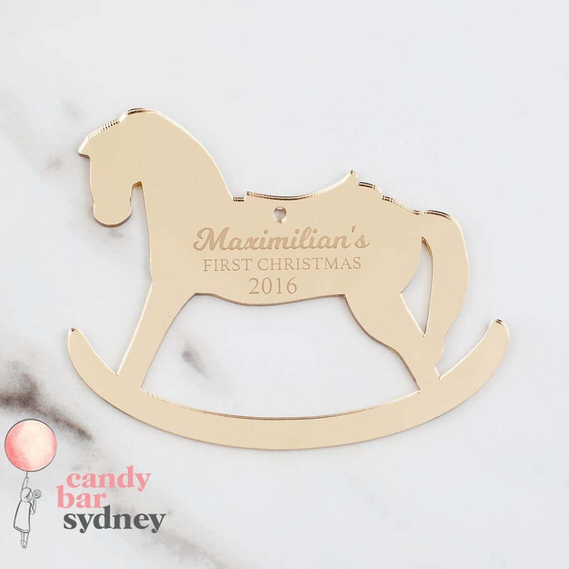 Metal Customizable Rocking Horse Bauble