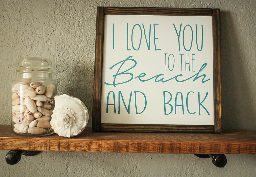 Wooden Coastal I Love You Sign