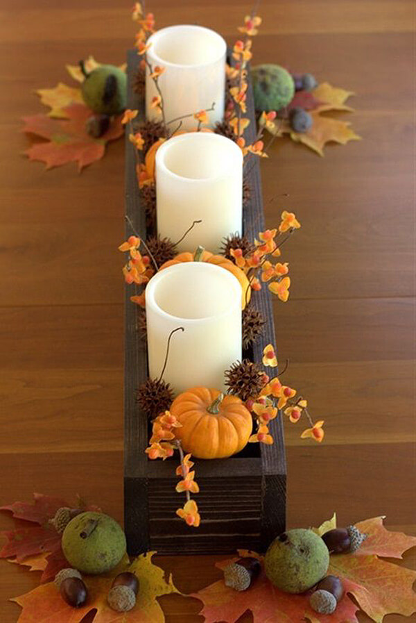 Stained Decorative Wooden Box Centerpiece