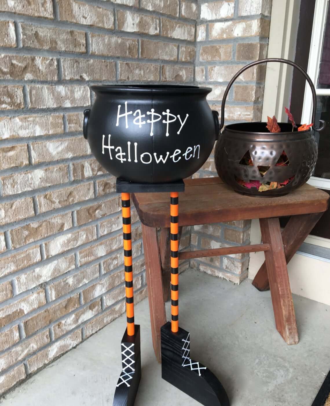 Witches Feet Happy Halloween Decorative Cauldron