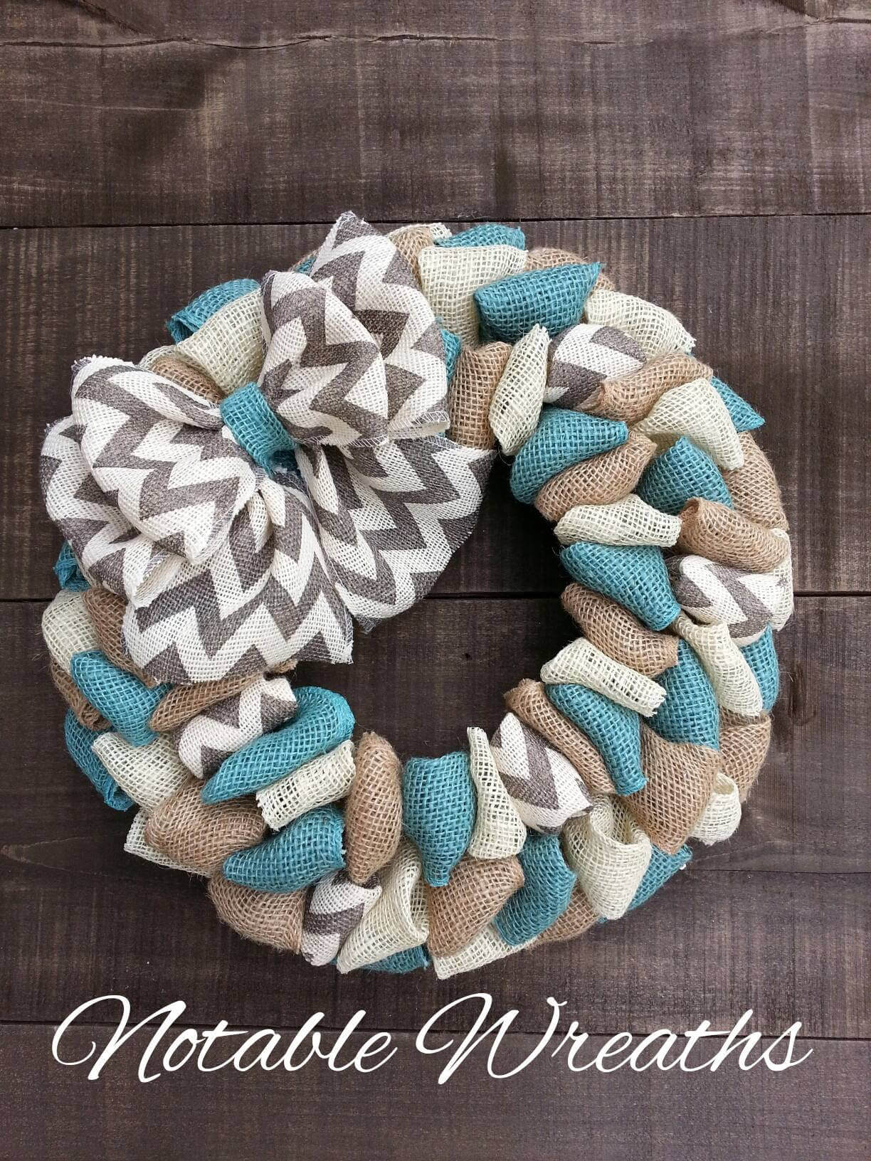 Coastal Farmhouse Burlap Fabric Wreath