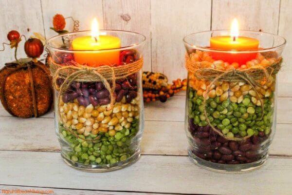 Elegant Colorful Harvest Theme Candle Holders